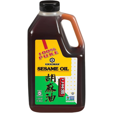 Kikkoman - No Preservatives Added Non-GMO Toasted Sesame Oil, Perfect for Grilling, Baking & All-Purpose Seasoning for Cooking - 1.25 Quarts
