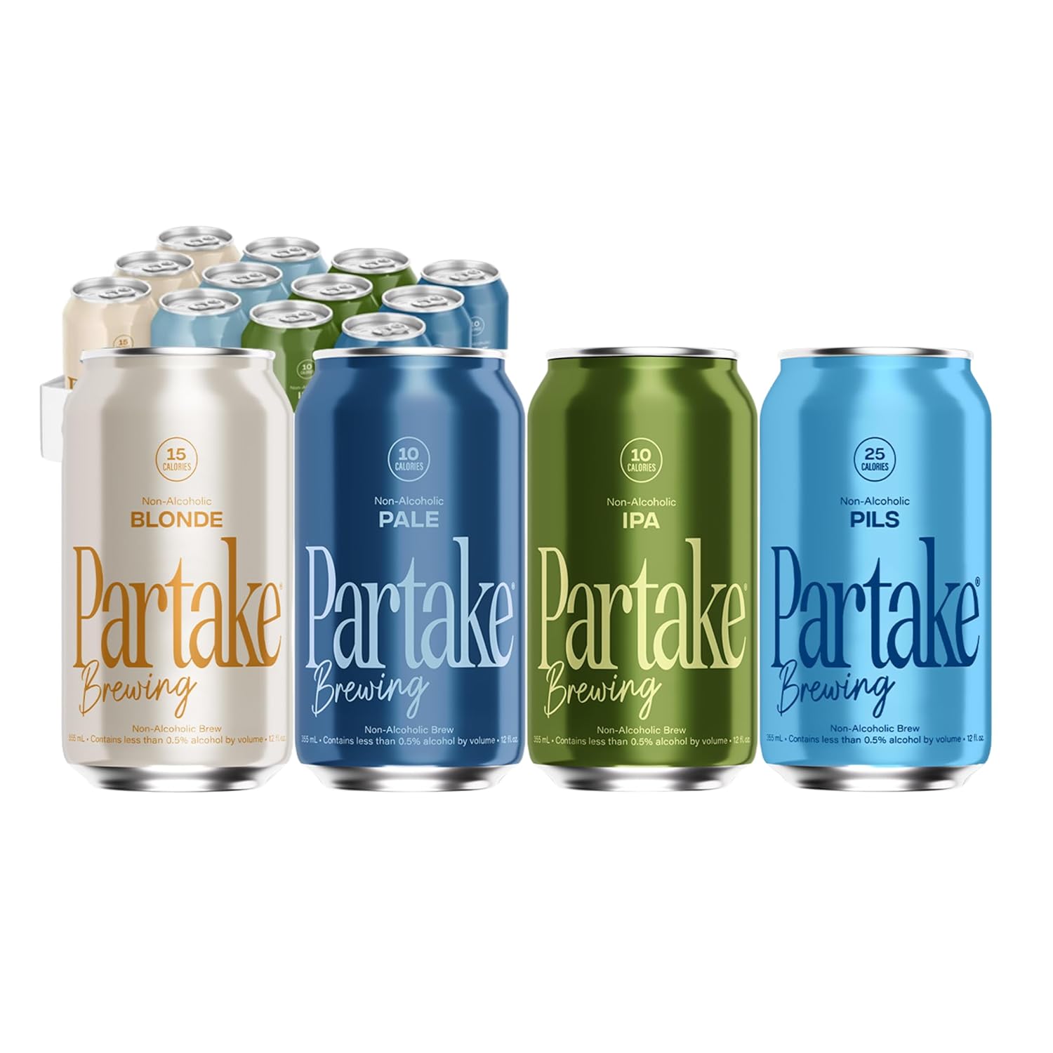 Partake Brewing Craft Non-Alcoholic Beer, IPA 12 Pack x 12 Fl Oz Cans - Low Calorie & Carb, No Sugar, All-Natural Ingredients - Award-Winning Taste, Non-Alcoholic Beer Without the Empty Calories
