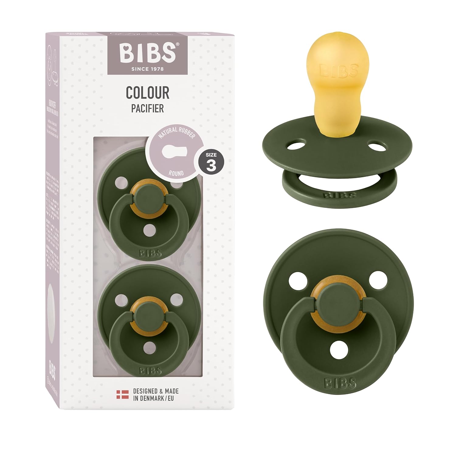 BIBS Colour Schnuller 2er-Pack, BPA-frei, Kirschform Nippel. Naturkautschuk/Latex, Hergestellt in Dänemark. Größe 1 | 0+ Monate | 2-Pack, Ivory/Sage