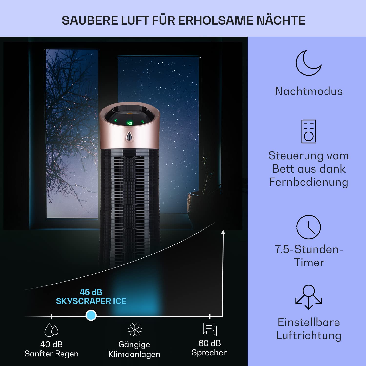 Klarstein Luftkühler mit Wasserkühlung, 5-in-1 Verdunstungskühler, Luftbefeuchter, Ventilator, Luftreiniger & Nachtmodus, Mobile Klimageräte Luftkühler 6L, 45 Watt Air Cooler, 180 m³/h Luftstrom
