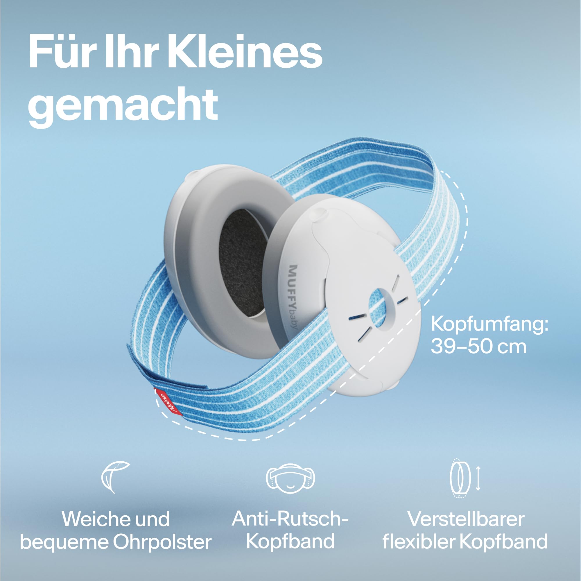 Alpine Muffy Baby Classic - Gehörschutz für Babys - Verstellbares ANTI-SLIP-Kopfband bis 48 Monate - In Deutschland auf Sicherheit getestet - Lärmschutz Kopfhörer verhindert Gehörschäden, Schwarz