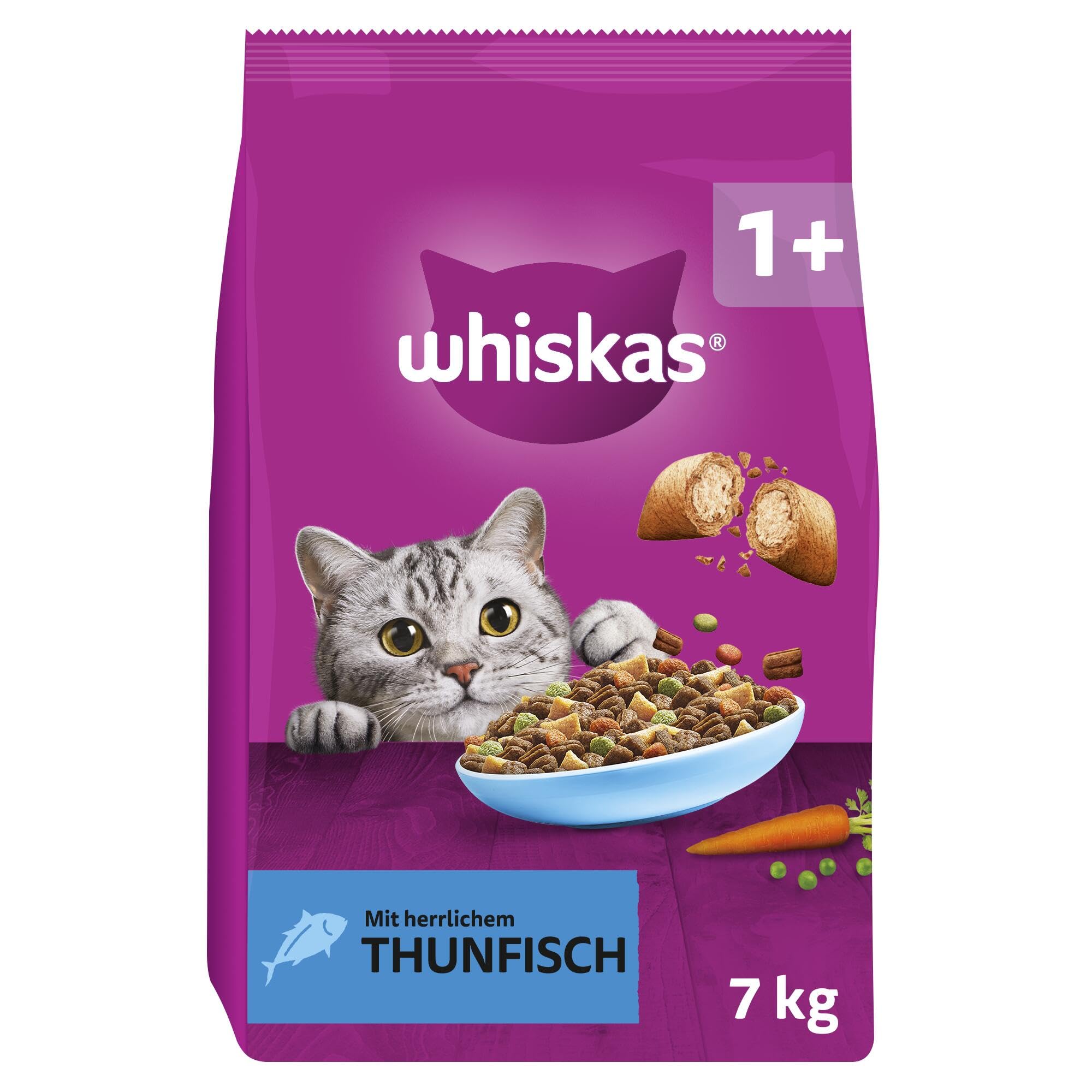 WHISKAS Trockenfutter für ausgewachsene Katzen 7kg mit Huhn