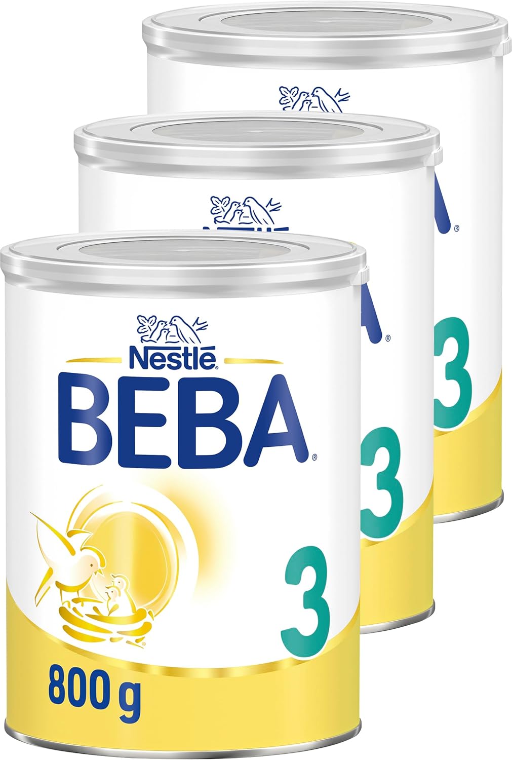 BEBA 3 - Folgemilch ab dem 10. Monat, Mit 5 HMO Komplex, Altersgerecht angepasster Proteingehalt, Nur Laktose, Ohne Palmöl, Ohne Fischöl, Babynahrung, Baby-Milchpulver, 3er Pack (3 x 800g)