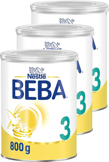 BEBA 3 - Folgemilch ab dem 10. Monat, Mit 5 HMO Komplex, Altersgerecht angepasster Proteingehalt, Nur Laktose, Ohne Palmöl, Ohne Fischöl, Babynahrung, Baby-Milchpulver, 3er Pack (3 x 800g)