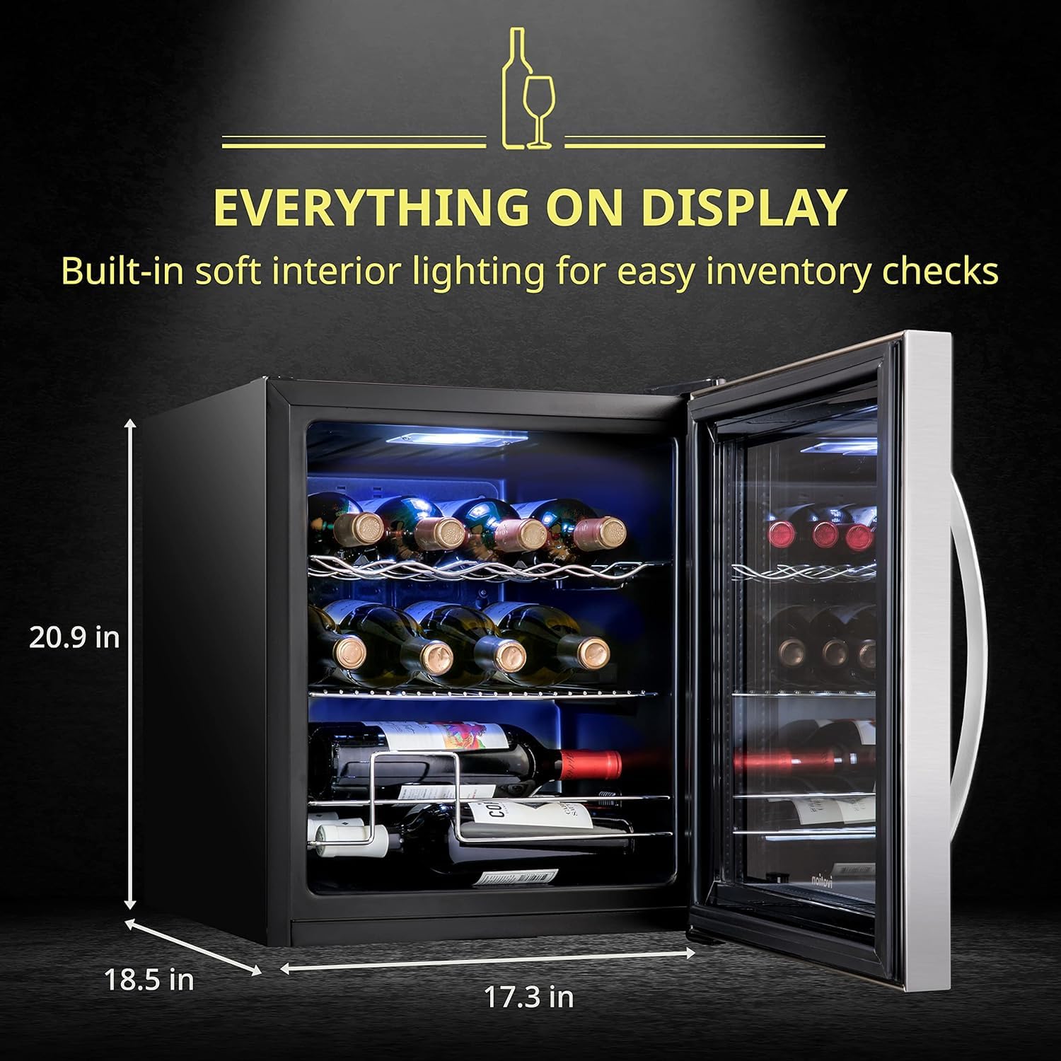 SCHMECKE 28 Bottle Compressor Wine Cooler Refrigerator w/Lock - Large Freestanding Wine Cellar - 41f-64f Digital Temperature Control Wine Fridge For Red, White, Champagne or Sparkling Wine - Black