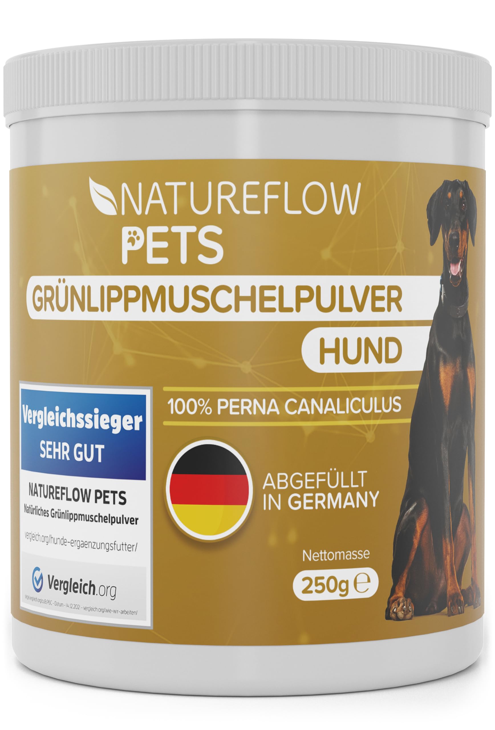 Grünlippmuschel Hund TESTSIEGER - 500g natürliches Grünlippmuschelpulver für Hunde - Unterstützung der Gelenkfunktion - Grünlippmuschel für Hunde mit Hoher Akzeptanz - Grünlippmuschelpulver Hund