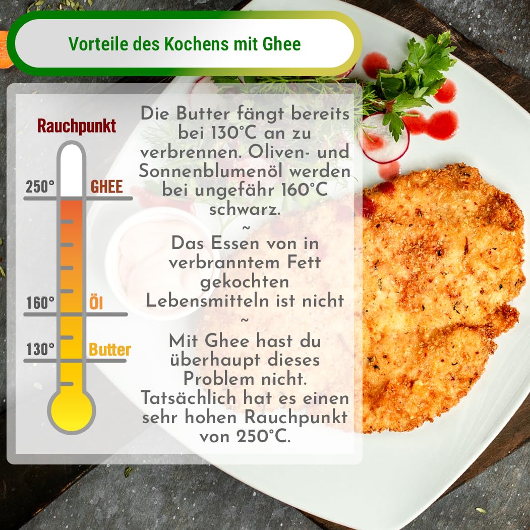Exponatura Bio-Ghee - Geklärte Butter nach alter ayurvedischer Rezeptur - nur aus der Milch von Weidekühen - laktosefrei, extrem bekömmlich (500 g, Ghee)