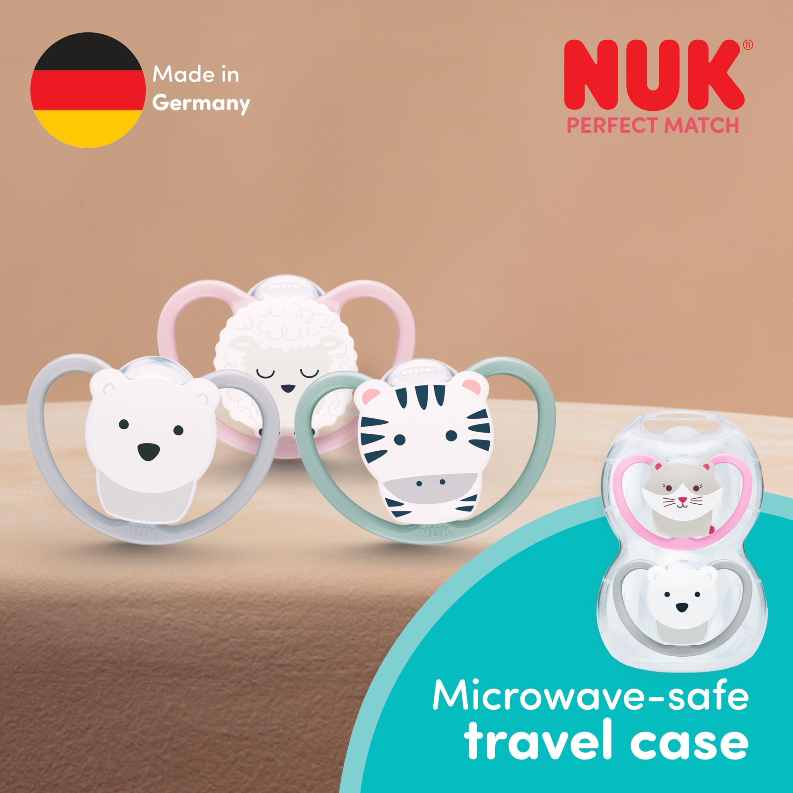 NUK Perfect Match Air Day & Night Baby-Schnuller | 0-6 Monate | Leuchtende Schnuller, die Luftzirkulation fördern & Speichelrash verhindern | 95% Baby-Akzeptanz** | Sortiert | 4 Stück