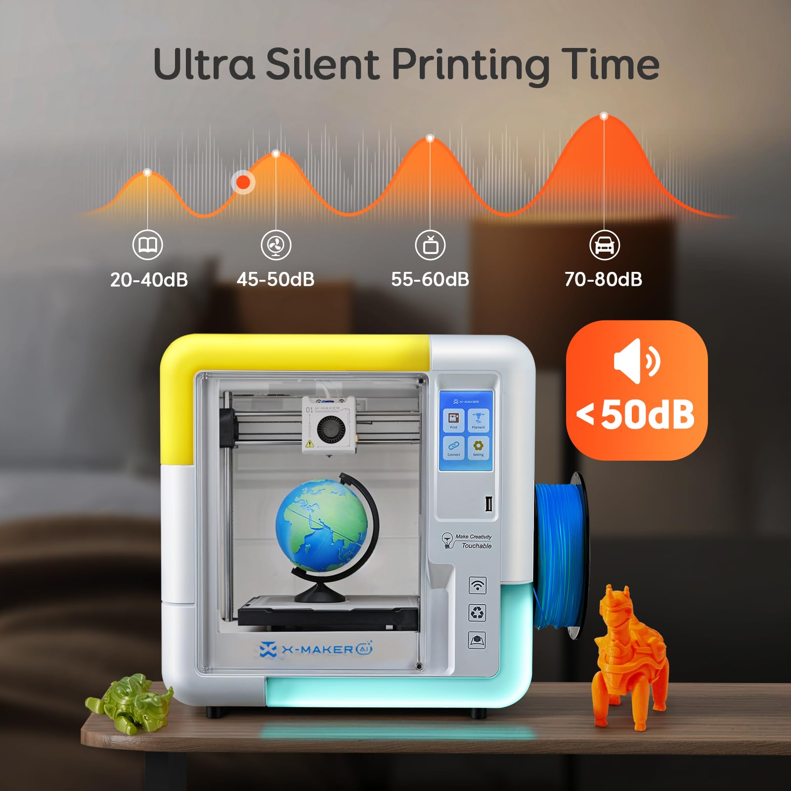 AOSEED 3D Printer for Kids & Beginners, AI-Powered Toy Maker with Leveling-Free Design, 400mm/s Speed, 17+ Design Modules, 8 PLA Filaments, Enclosed Mini 3D Printer for Home & School, X-Maker AI+