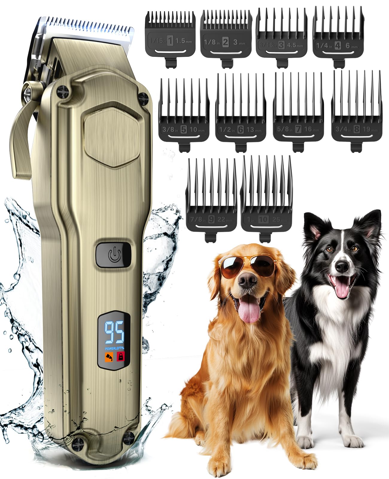 oneisall Hundeschermaschine für die Fellpflege für dickes, schweres Fell/geräuscharmer, wiederaufladbarer, kabelloser Haustierrasierer mit Edelstahlklinge/wasserdichter Hunderasierer für Hunde