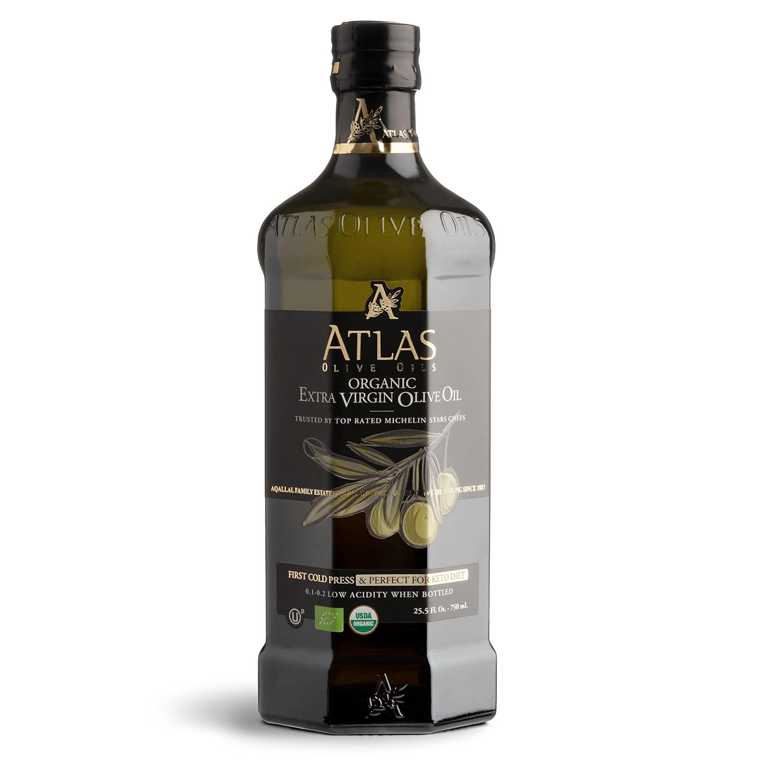 Atlas 1 LT Cold Press Extra Virgin Olive Oil with Polyphenols from Morocco | Newly Harvested Unprocessed from a Single Family Farm | Moroccan Organic EVOO Trusted by Award-Winning Chefs