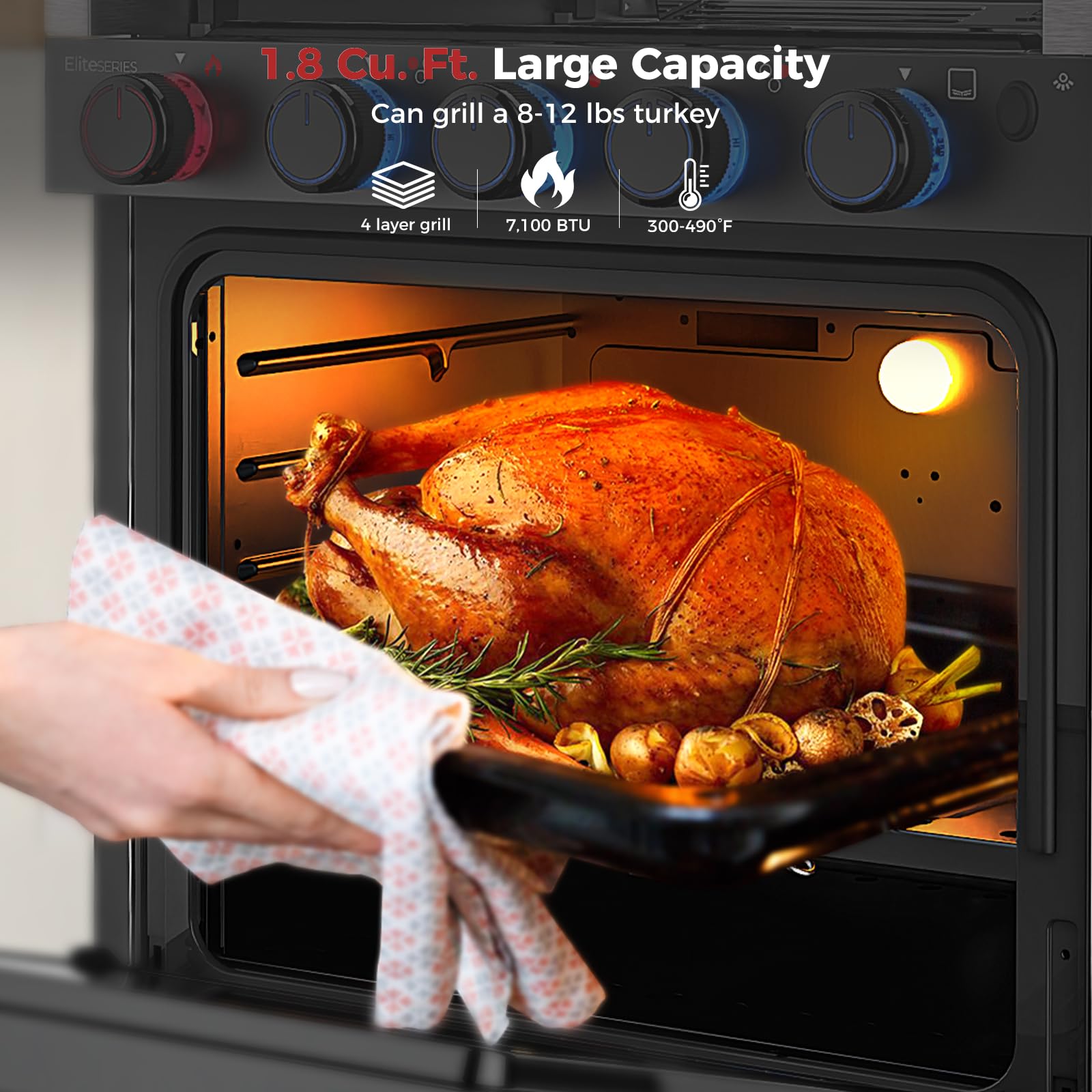 CAMPLUX Classic RV Stove Propane Range 21 Inches, Propane Oven with 3 Burners Cooktop for RV, RV Oven Stove Combo 28,100 BTU/Hr, Stainless Steel RGS21MSF