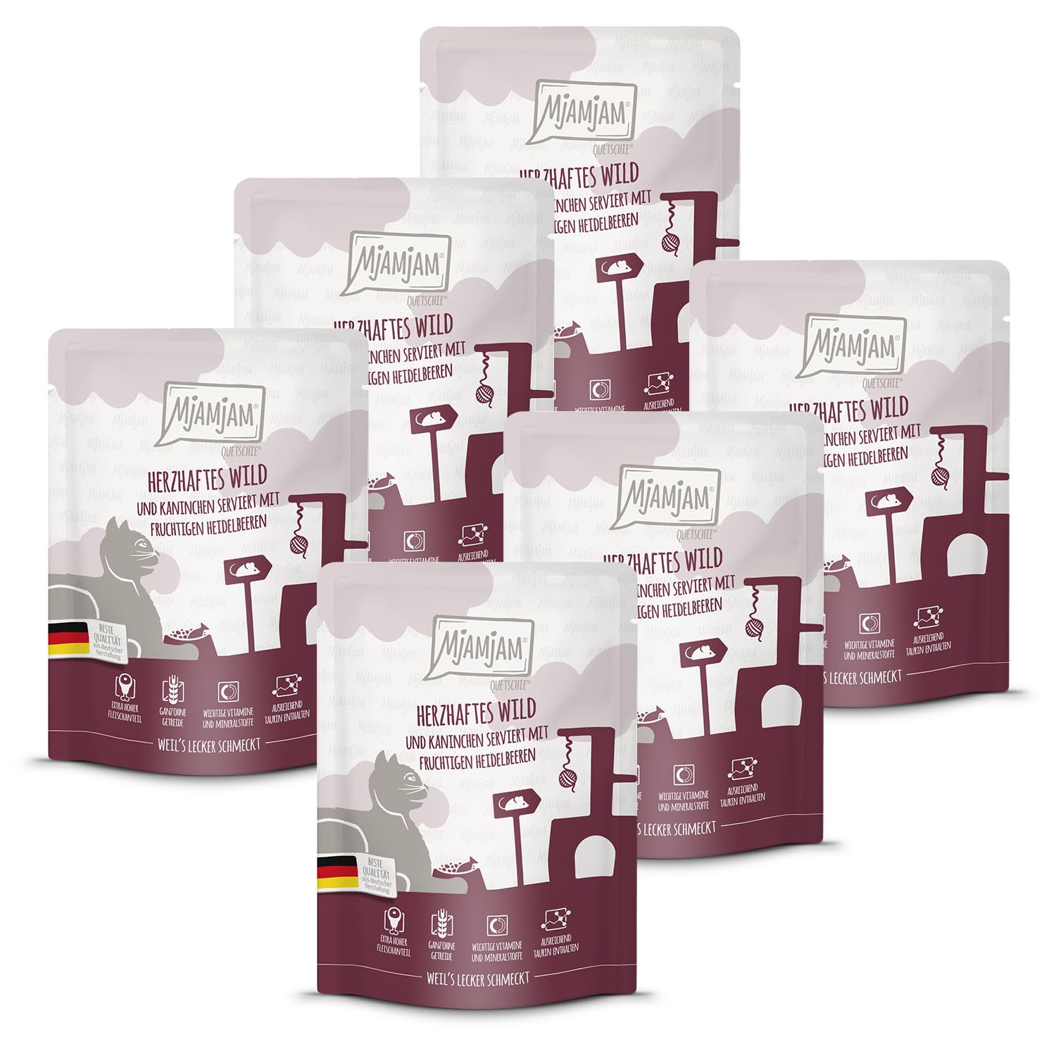 MjAMjAM - Premium Nassfutter für Katzen - saftiges Huhn an leckeren Möhrchen, 6er Pack (6 x 400 g), getreidefrei mit extra viel Fleisch