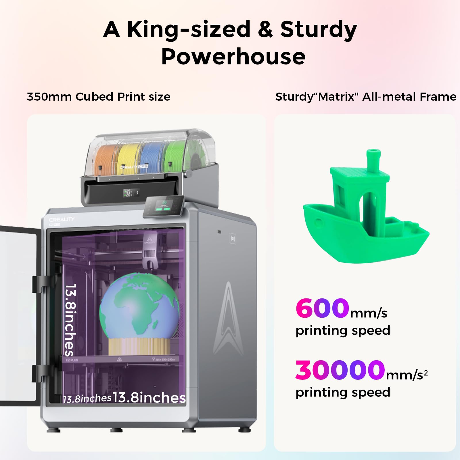 Creality Official K2 Combo(A) 3D Printer, Multi-Color Printing with CFS, 600mm/s High-Speed, AI Cameras, Full Auto-Leveling, Dual Z-Axis, 260x260x260mm Build Volume