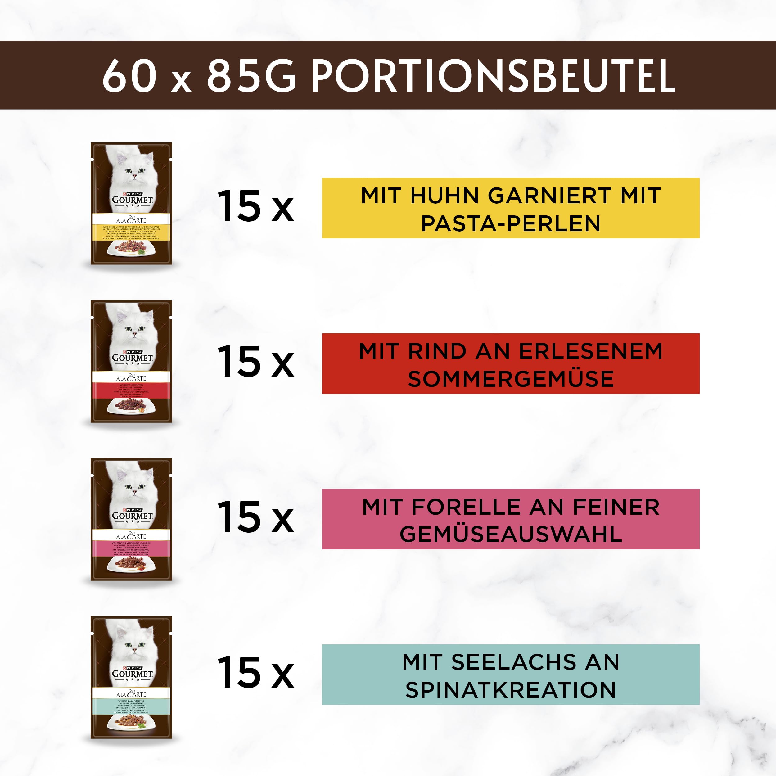 Gourmet A la Carte Katzenfutter nass, Sorten-Mix, 60er Pack (60 x 85g)
