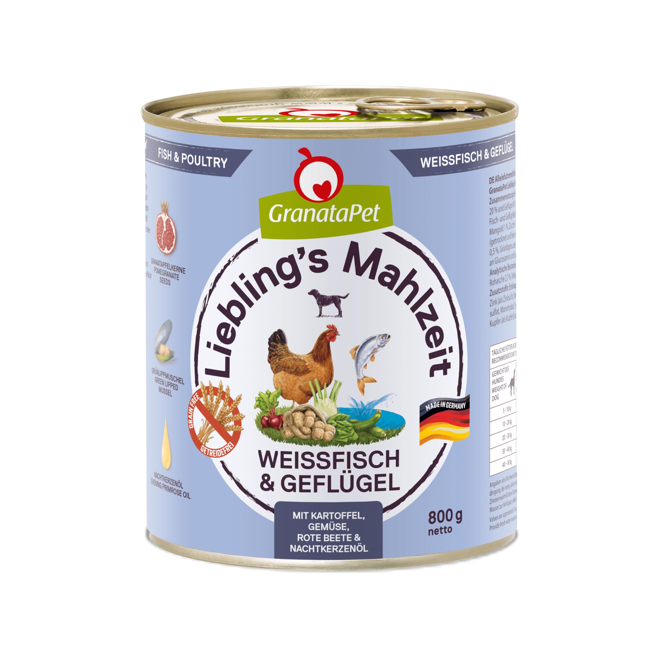 GranataPet Liebling's Mahlzeit Multipack 2, Nassfutter für Hunde im Probierpaket, Alleinfuttermittel ohne Getreide, Hundefutter mit hohem Fleischanteil & hochwertigen Ölen, 6 x 800 g