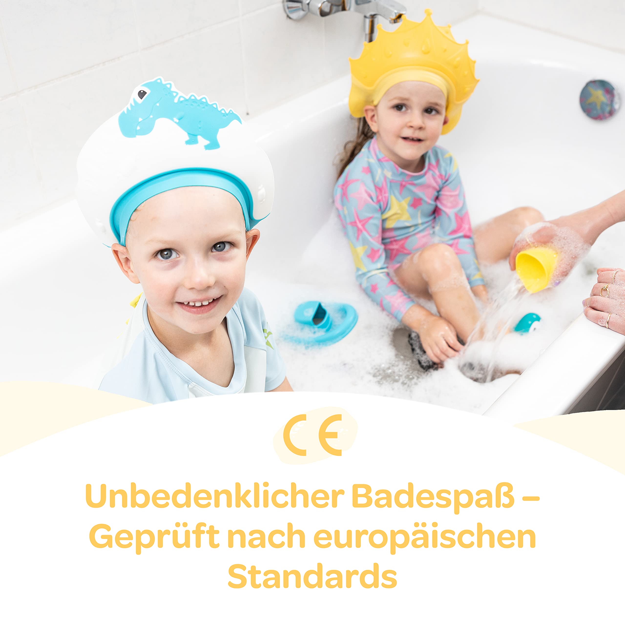 Duschhaube Kinder –- eine Duschhaube für sorgenfreies Haare waschen Kinderschutz (Blau)