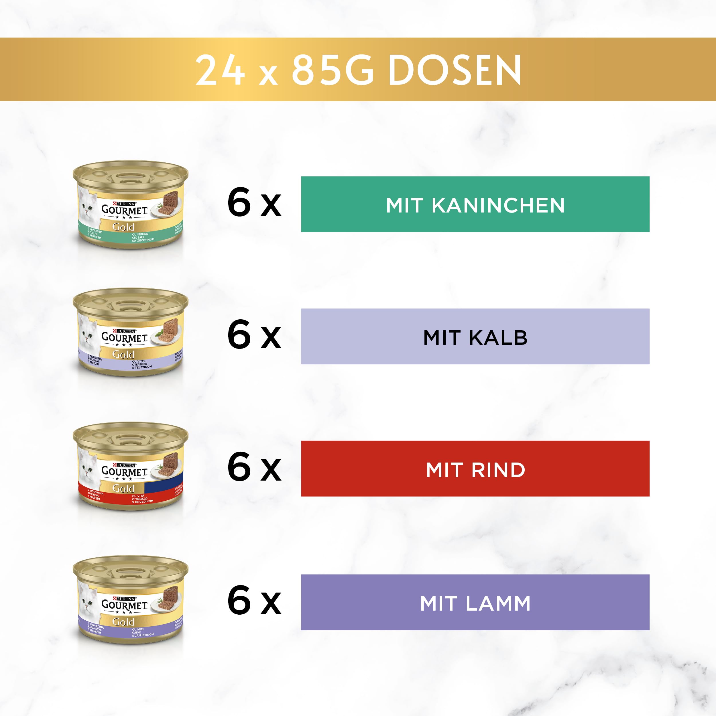 Gourmet Gold Raffiniertes Ragout Katzenfutter nass, Sorten-Mix, 96er Pack (96 x 85g)