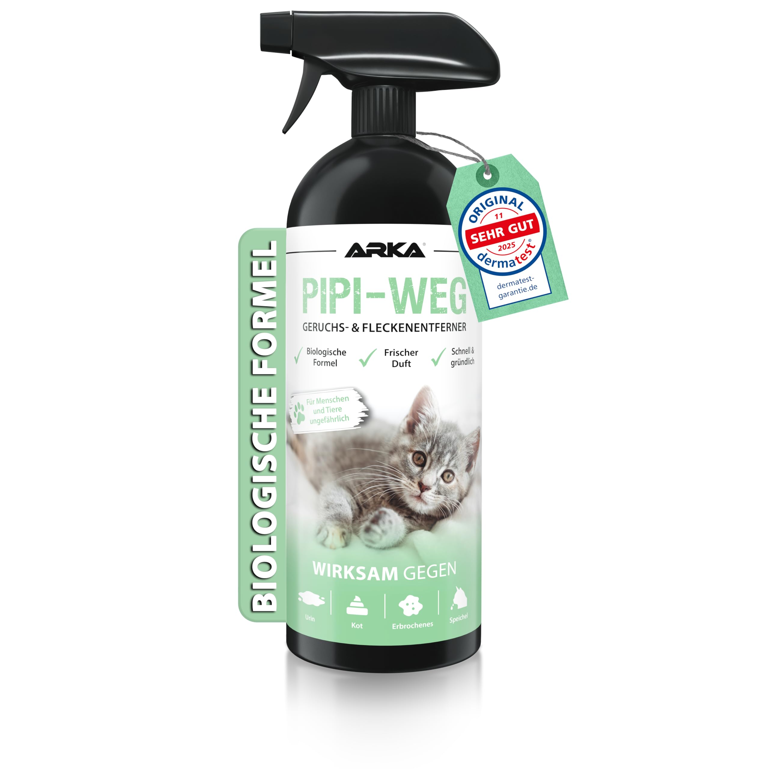 Enzymreiniger Katzenurin 750 ml – extrem stark gegen Katzenpipi, Uringeruch & Flecken – biologisch, tierfreundlich und für Sofa, Teppich, Textilien, Auto & Katzenklo – Pipi-Weg