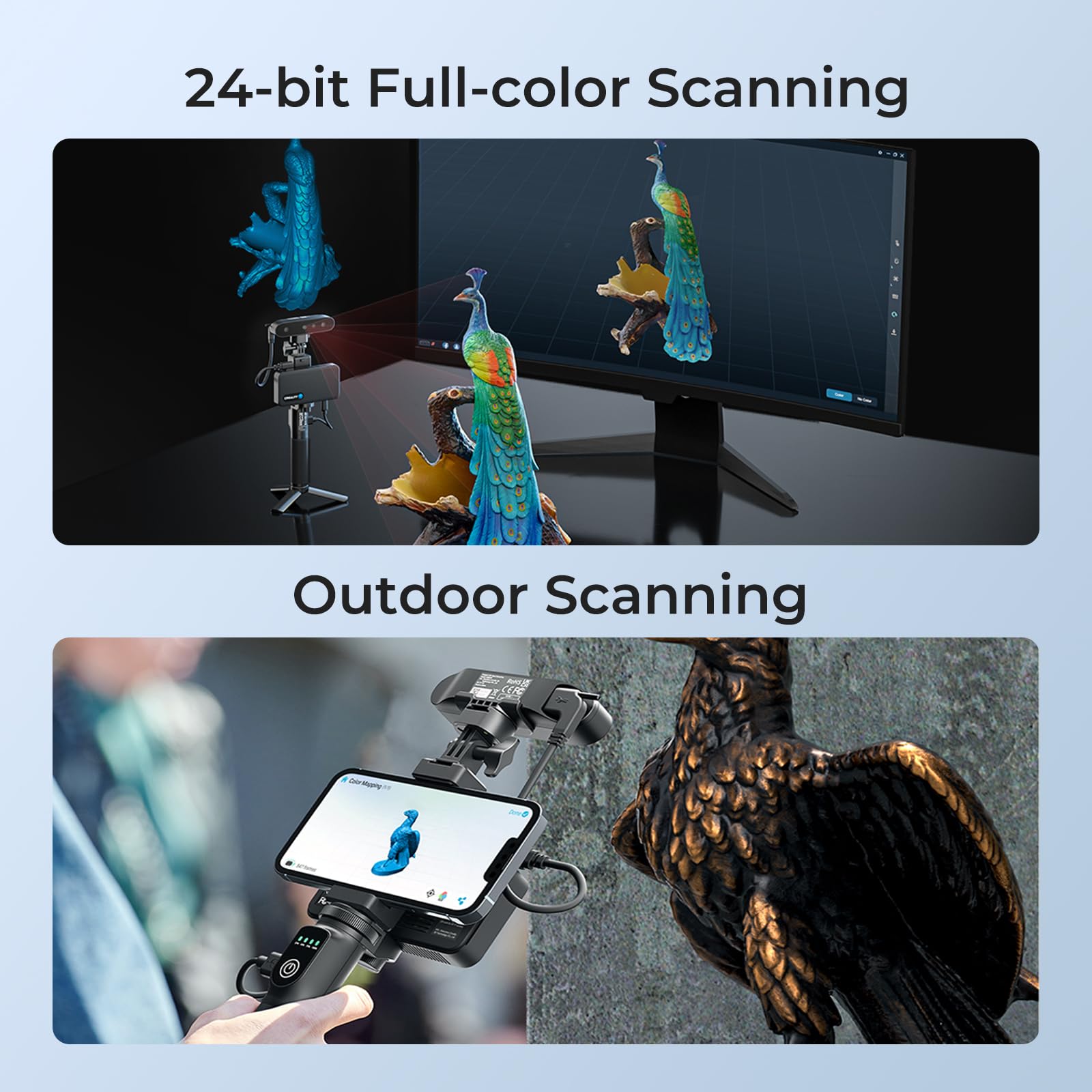 Creality 3D Scanner Otter Lite Basic, Handheld Scanner with 0.05mm Accuracy, Anti-Shake Tracking, Up to 30FPS Scanning Speed Support 20-2000mm Objects for Windows Mac iPhone Android