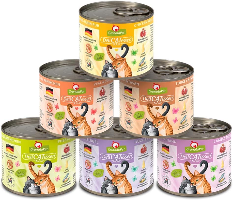 GranataPet DeliCatessen Huhn PUR, Nassfutter für Katzen, Futter ohne Getreide & ohne Zuckerzusätze, Katzenfutter mit hohem Fleischanteil & hochwertigen Ölen, 6 x 400 g