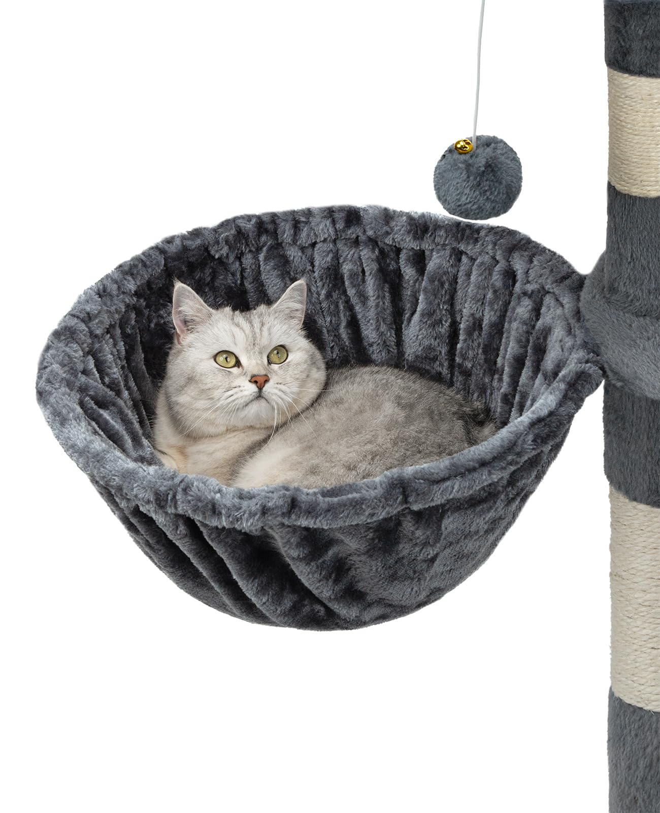 lionto Liegemulde aus weichem Plüsch für Kratzbaum, Ø 40 cm, 25 cm Tiefe, kuschelige Schlafmulde für jeden Katzenbaum mit M8-Gewinde, Stabiler Metallrahmen für kleine und große Katzen, dunkelgrau