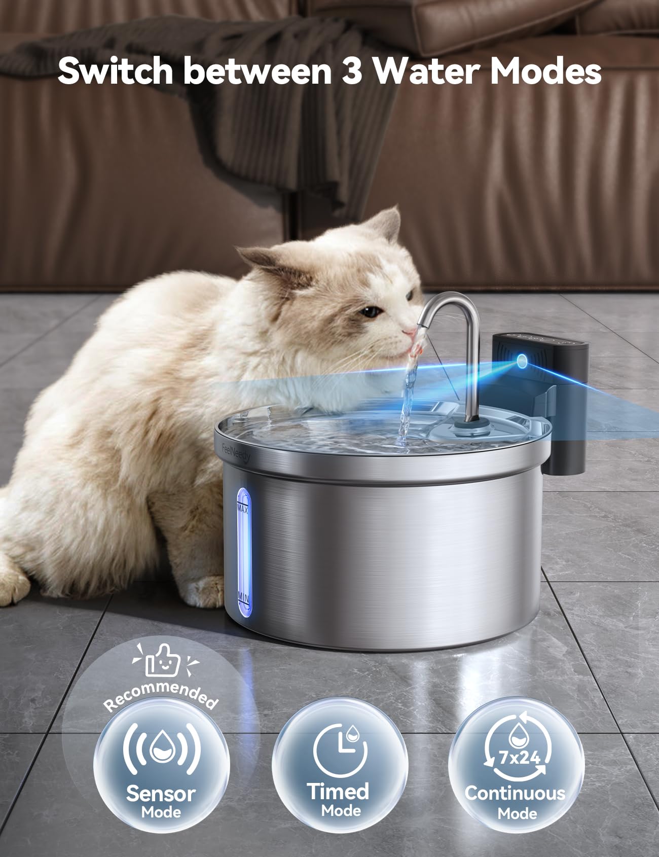 FEELNEEDY 6pcs Ersatzfilter+6pcs Wasserpumpenschwamm für Katzenbrunnen, gesunde und hygienische Filter für Haustier Wasserspender FN-W08/W08L (Ersatzfilter-Aktivkohle)