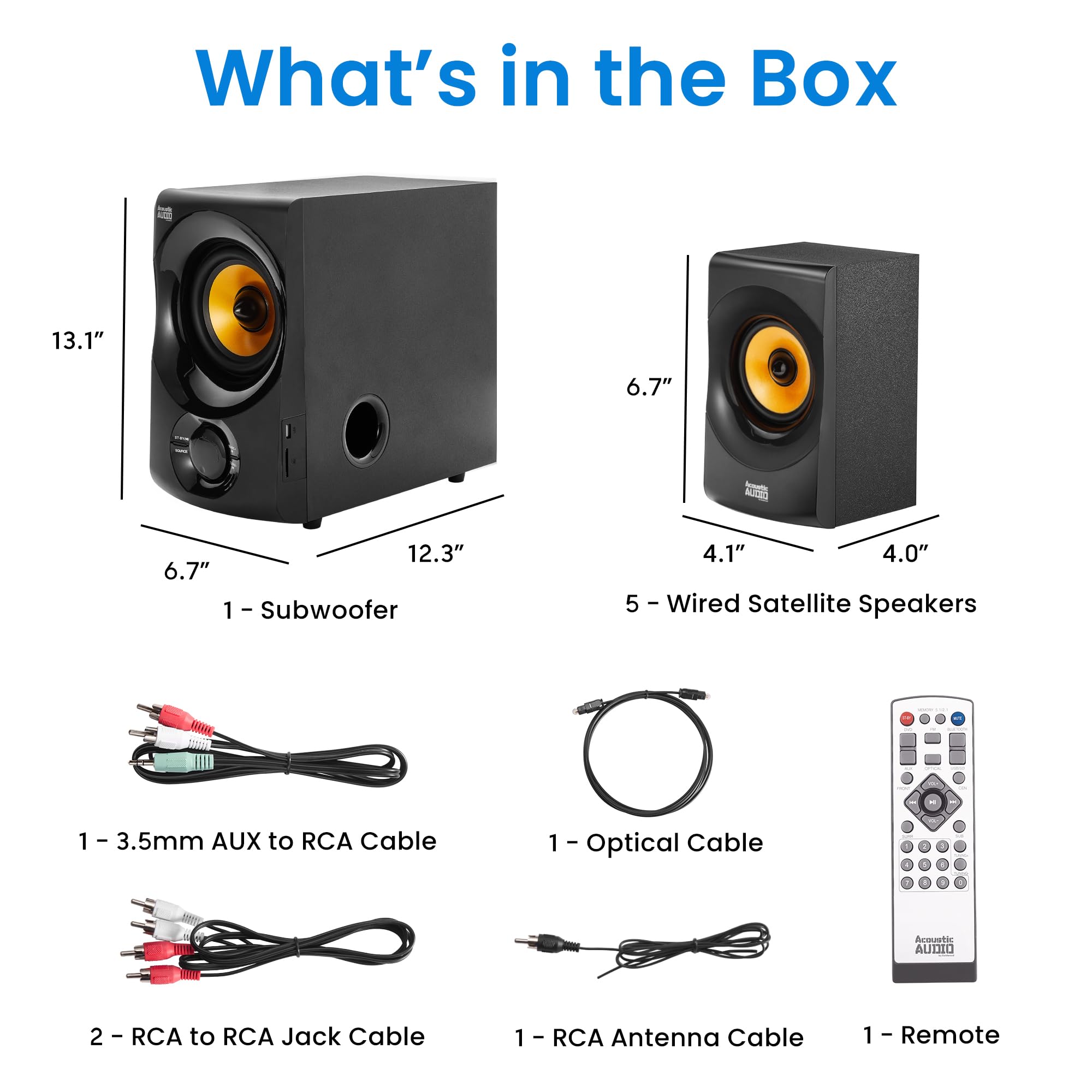 Acoustic Audio AA5170 Home Theater 5.1 Bluetooth Speaker System 700W with Powered Sub