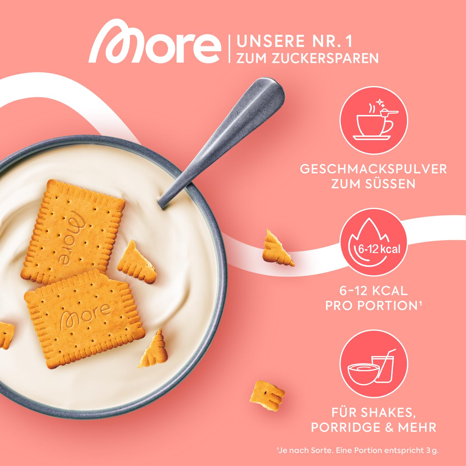 MORE Chunky Flavour, Vanilla Perfection, 150 g, vegan, Geschmackspulver zum Süßen, ohne viel Zucker und Kalorien, mit Inulin und Laktase - made in Germany