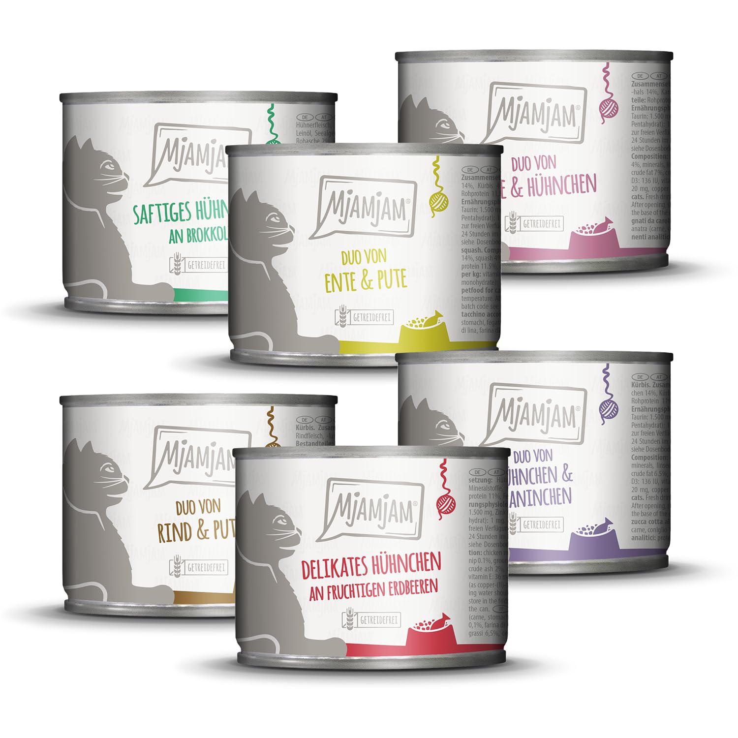 MjAMjAM - Premium Nassfutter für Katzen - saftiges Huhn an leckeren Möhrchen, 6er Pack (6 x 400 g), getreidefrei mit extra viel Fleisch