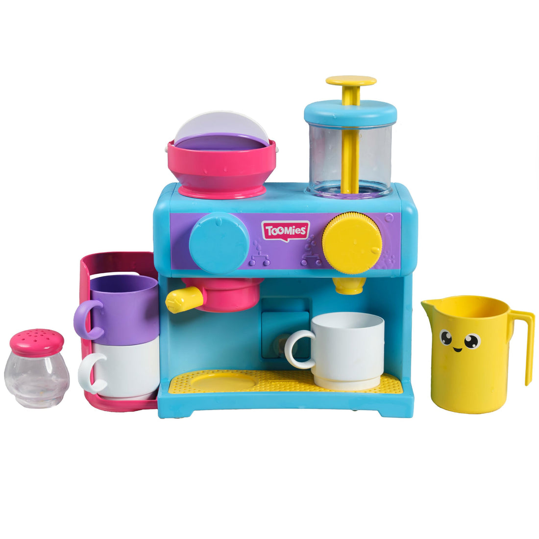 Tomy Toomies Bade-Barista, Wandmontiertes Baby-Badespielzeug als Café & Schaumbad-Spielküche für Kleinkinder - Küchen-Set: 3 Tassen, 1 Krug, 1 Shaker – ab 18 Monaten für Mädchen & Jungen