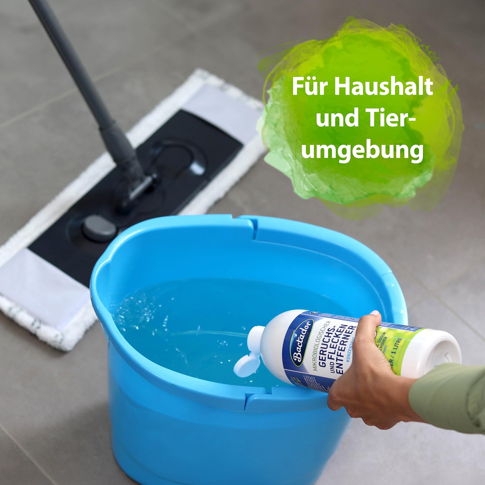 Bactador Enzymreiniger Konzentrat 1L - Geruchsentferner & Fleckenentferner - Mikrobiologischer Geruchsneutralisierer - Hundeurin / Katzenurin Entferner - Porentiefe Reinigung - Ergibt bis zu 50 Liter