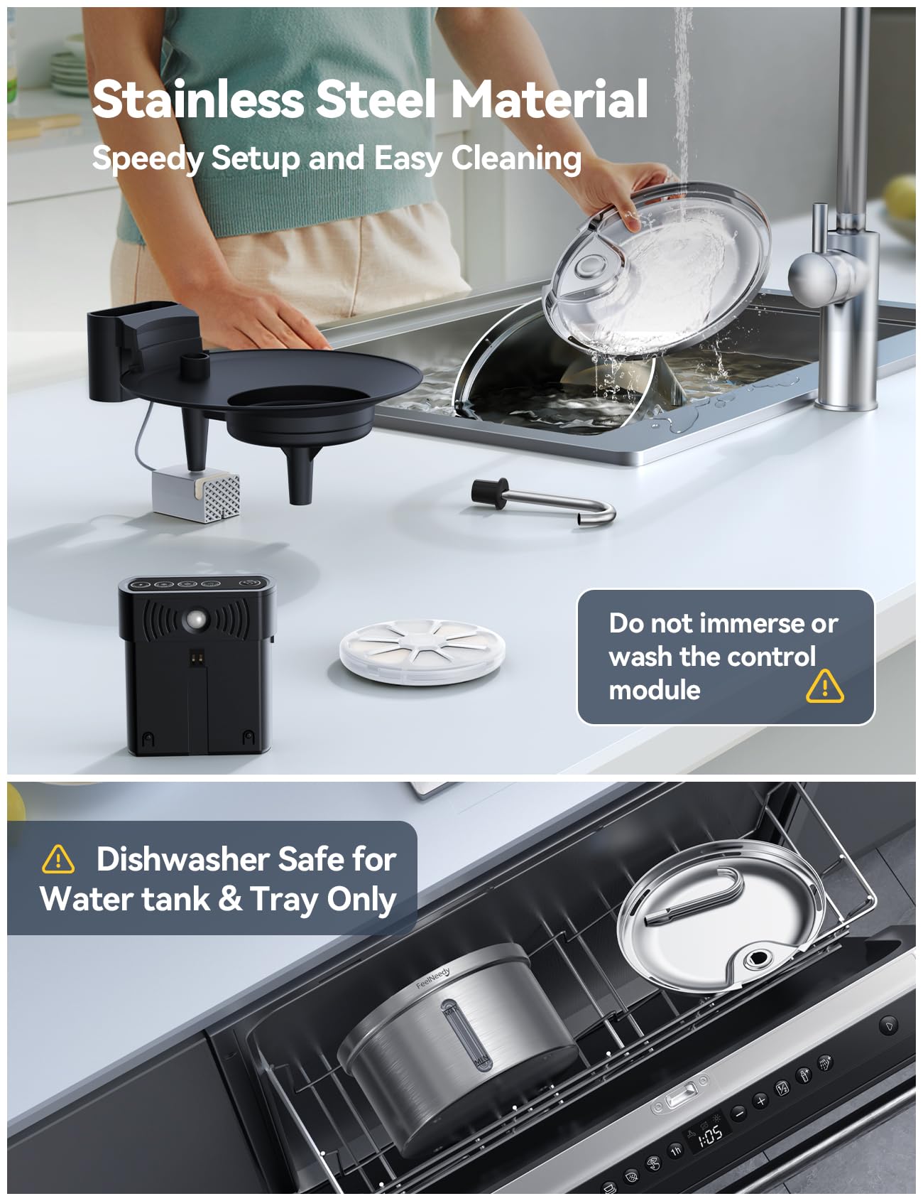 FEELNEEDY 6pcs Ersatzfilter+6pcs Wasserpumpenschwamm für Katzenbrunnen, gesunde und hygienische Filter für Haustier Wasserspender FN-W08/W08L (Ersatzfilter-Aktivkohle)
