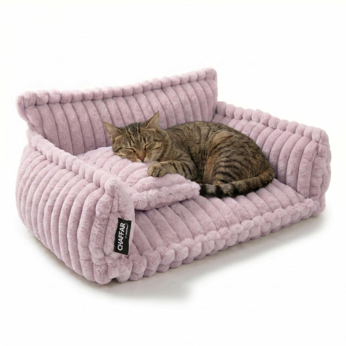 Katzensofa Chaffar | Katzenbett Hundebett Hundesofa | Orthopädische Matratze | Moderner Stil | Cord-Design Größen (Lichtgrau, M (80cm))