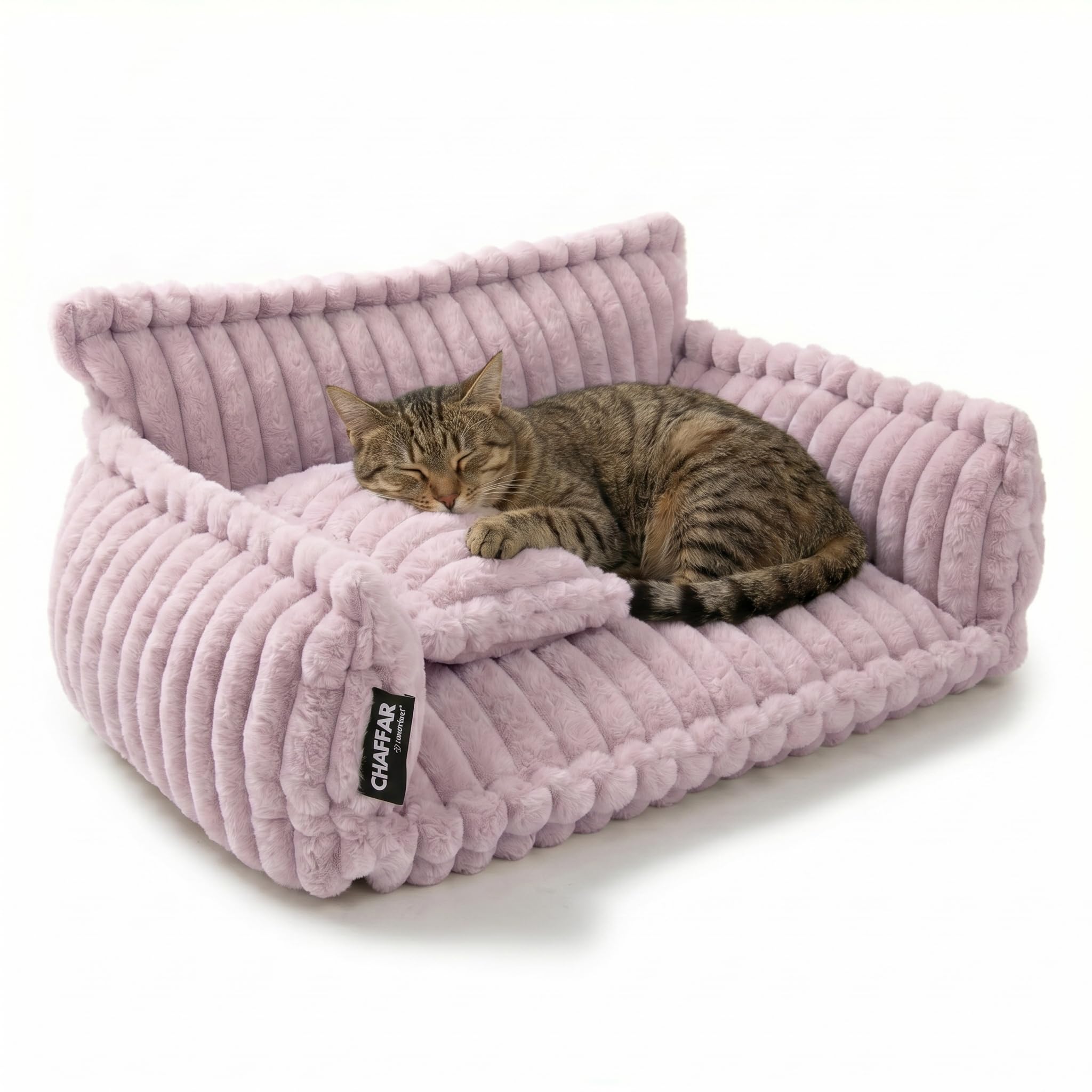 Katzensofa Chaffar | Katzenbett Hundebett Hundesofa | Orthopädische Matratze | Moderner Stil | Cord-Design Größen (Lichtgrau, M (80cm))