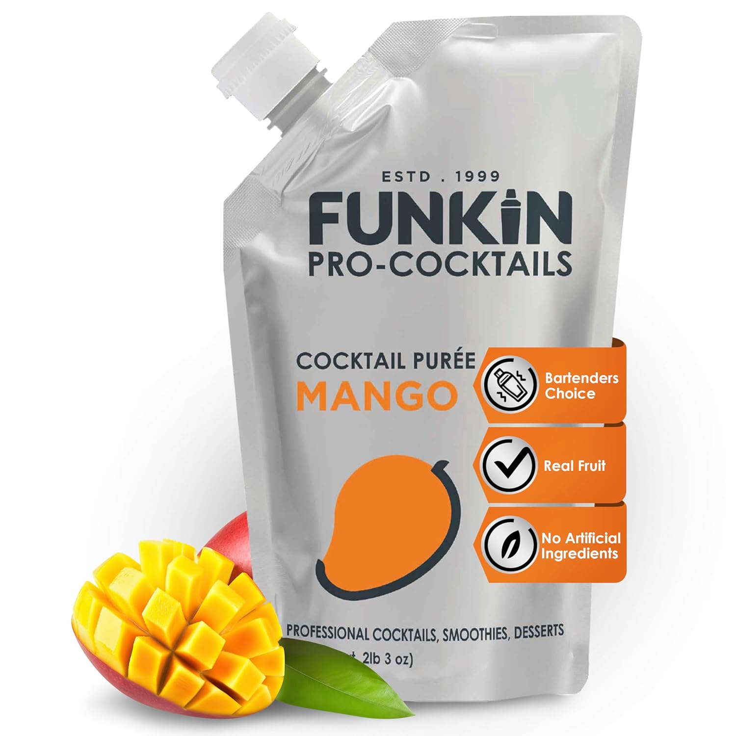 Funkin Fruit Puree | Real Fruit, Simple Ingredient, Natural Mixer for Cocktails, Drinks, Smoothies | Vegan, Non-GMO, Gluten-Free (2.2 lbs) (Passion Fruit)