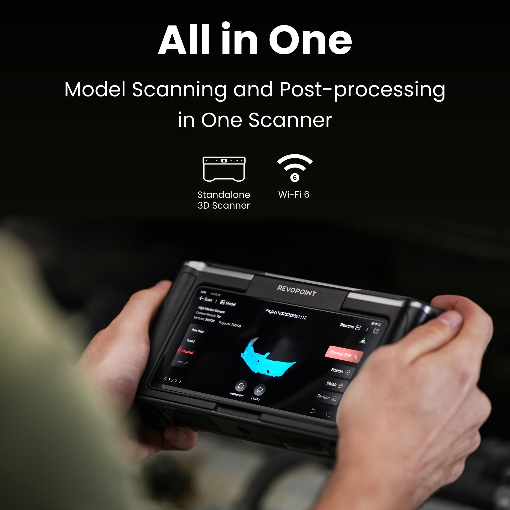 Revopoint MIRACO Plus 3D Scanner for 3D Printing Handheld, 3D Printer Scanner with Photogrammetry, Up to 0.02mm Precision, Full-Color Scan for Small to Large Objects, 32GB RAM