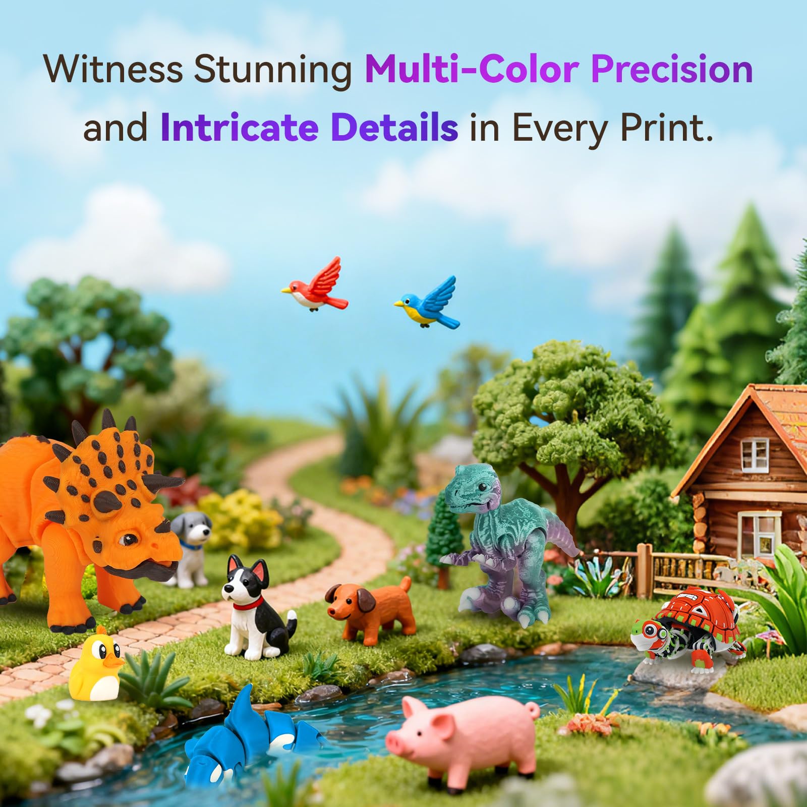 FLASHFORGE AD5X Multi-Color 3D Printer with IFS,Fully Auto Leveling FDM 3D Printer with Max 600mm/s High Speed Printing and Max 300°C Nozzle,Large Printing Size 220 * 220 * 220mm