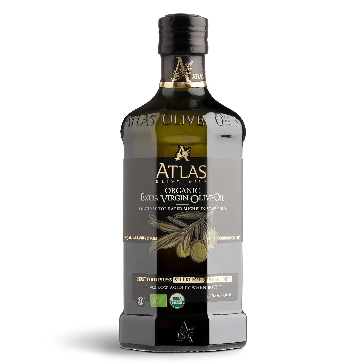 Atlas 1 LT Cold Press Extra Virgin Olive Oil with Polyphenols from Morocco | Newly Harvested Unprocessed from a Single Family Farm | Moroccan Organic EVOO Trusted by Award-Winning Chefs