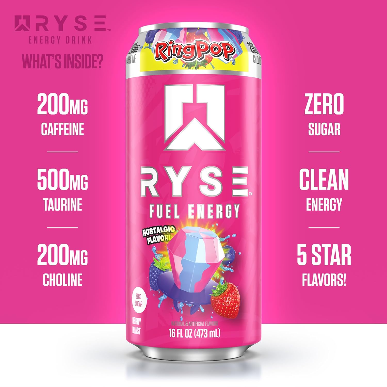 RYSE Fuel Energy Drink - Variety Pack - Sugar Free, Gluten Free & Vegan - 200mg Natural Caffeine, Taurine & Choline for Focus & Energy - No Artificial Colors - 16 fl oz Cans (12-Pack)