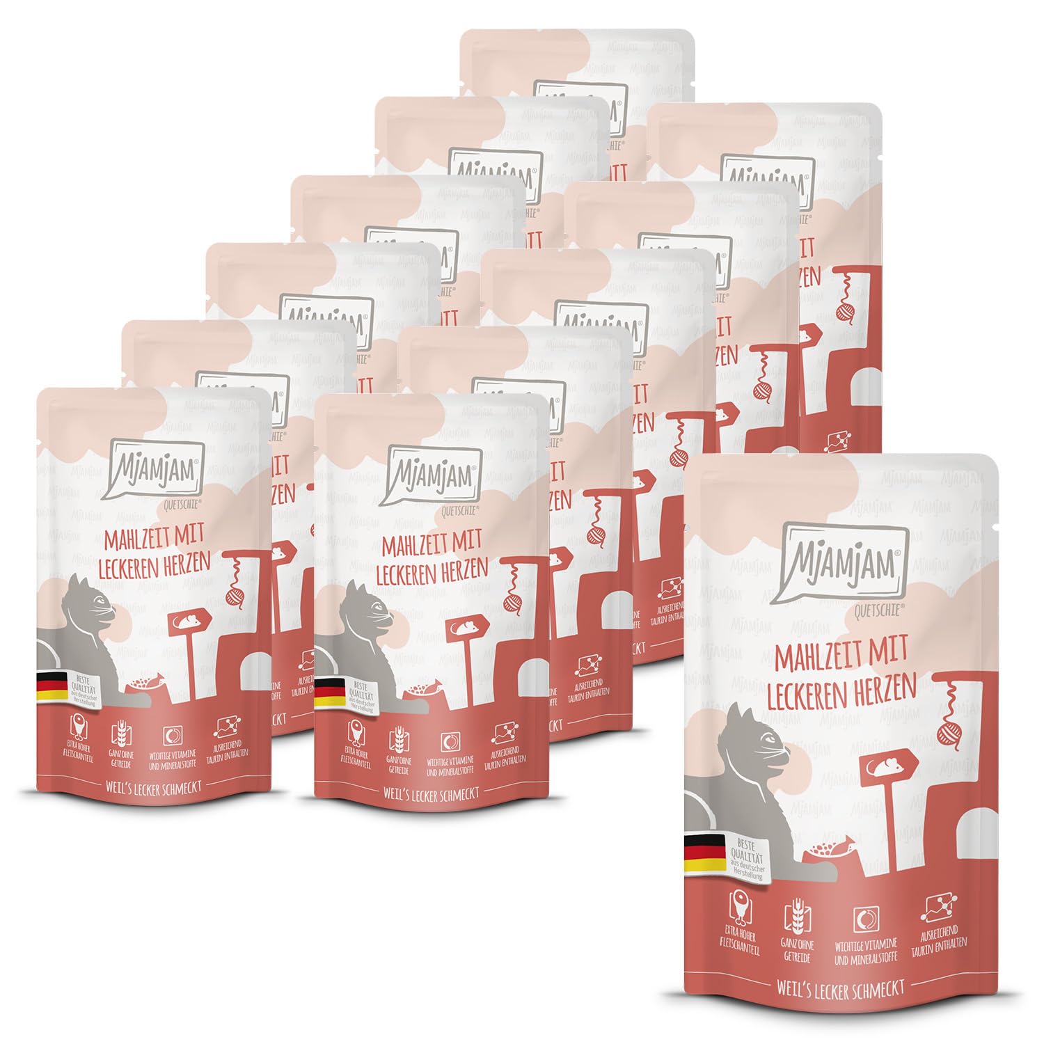 MjAMjAM - Premium Nassfutter für Katzen - saftiges Huhn an leckeren Möhrchen, 6er Pack (6 x 400 g), getreidefrei mit extra viel Fleisch
