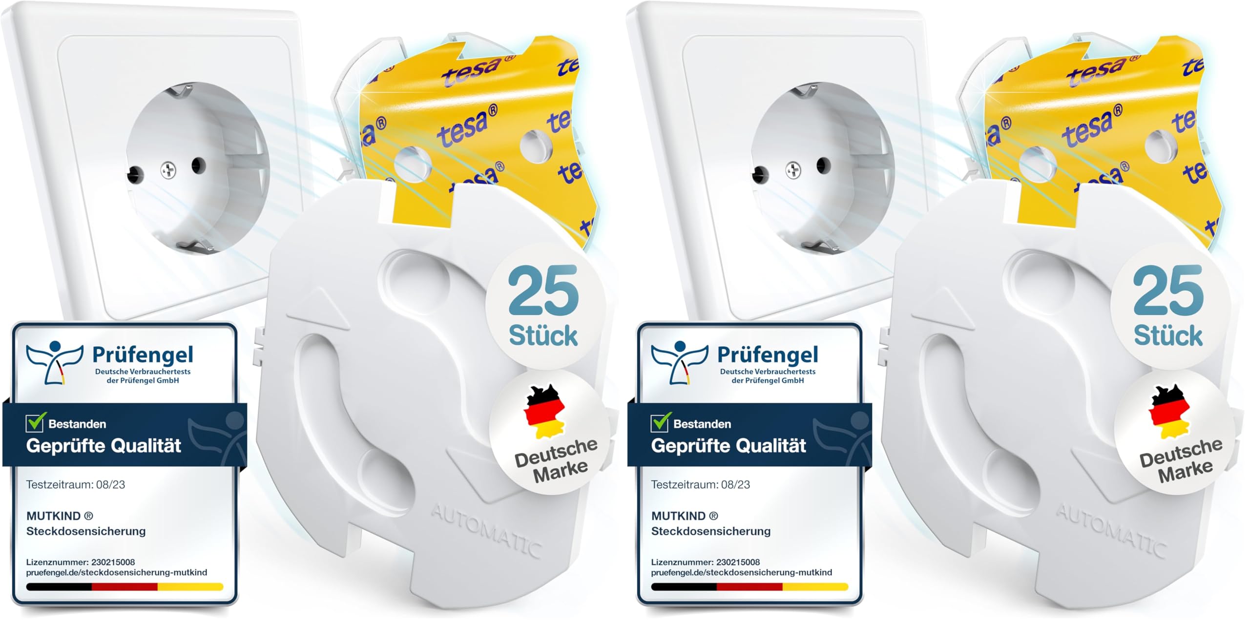 MUTKIND® 25x Steckdosen Kindersicherung - (Mit Kleber von TESA) Steckdosenschutz Kindersicherung mit Drehmechanik - Kindersicherung Steckdose - Steckdosensicherung Baby
