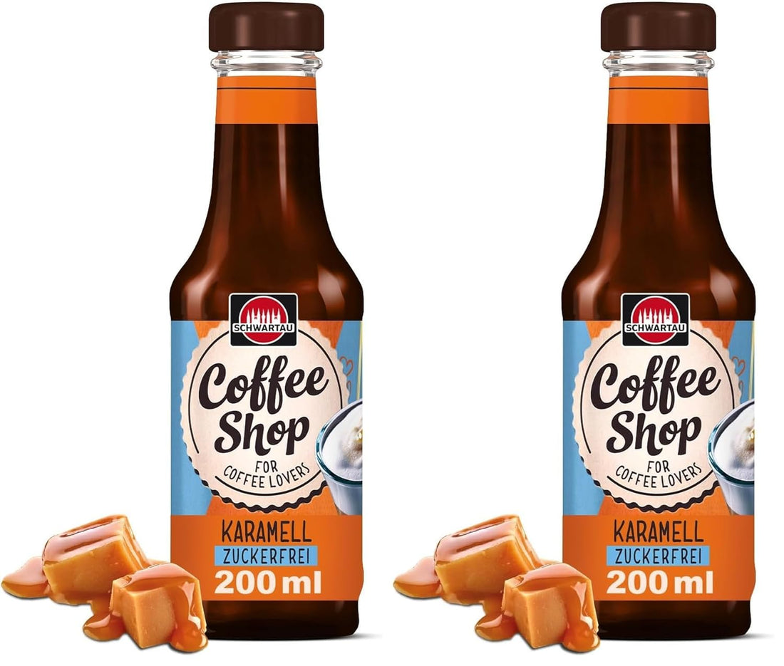 Schwartau Coffee Shop Zuckerfreier Karamell-Sirup - Barista-Qualität für Kaffee-Kreationen, Kaffeesirup, Natürlicher Geschmack ohne Farbstoffe, 200ml