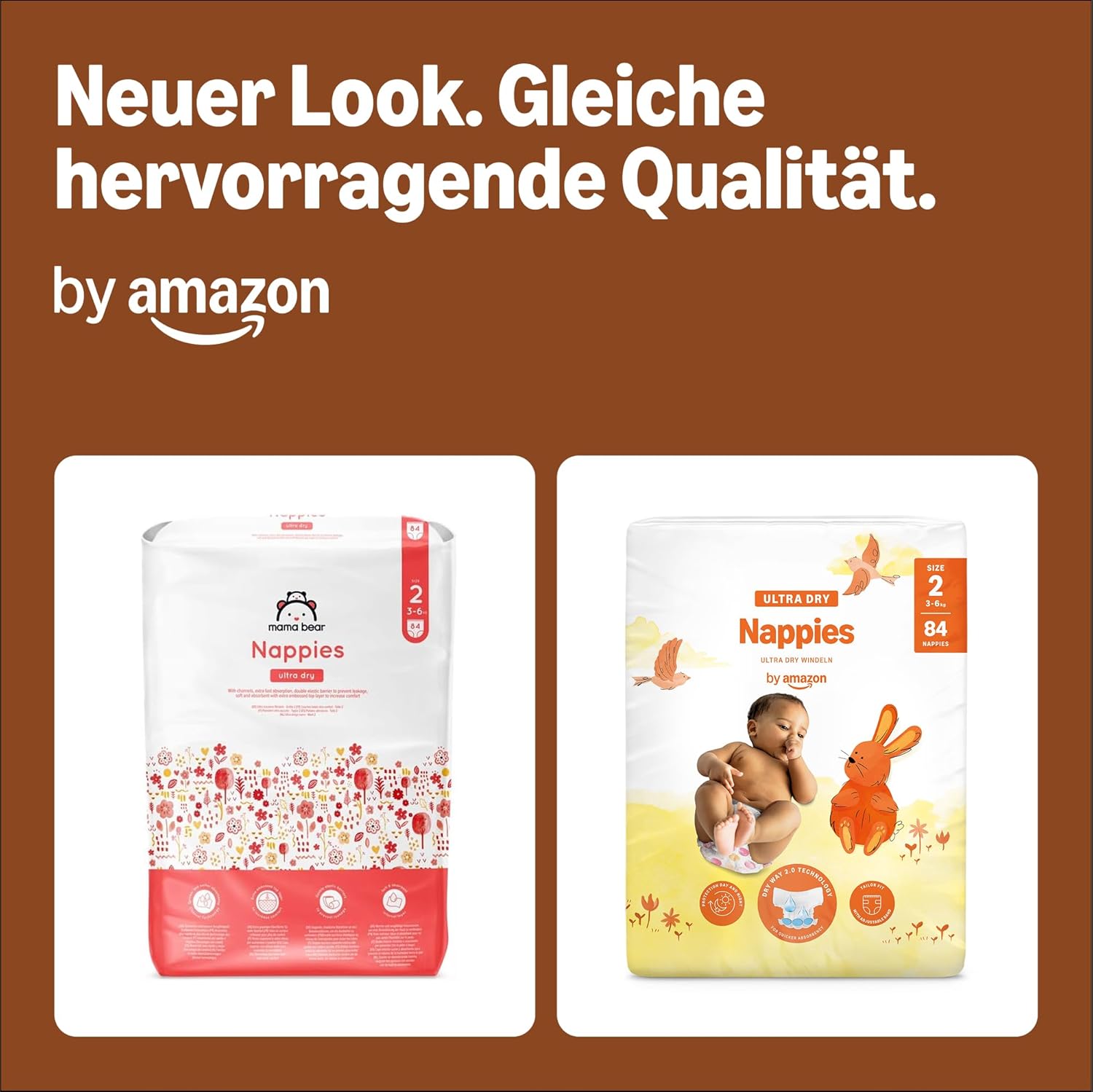 By Amazon Ultra Dry Windeln Größe 5 (10-16 kg) - MONATSBOX, Weiß, 152 Stück (2 Packungen mit 76) (Früher Unter Der Marke Mama Bear, Identisches Produkt)
