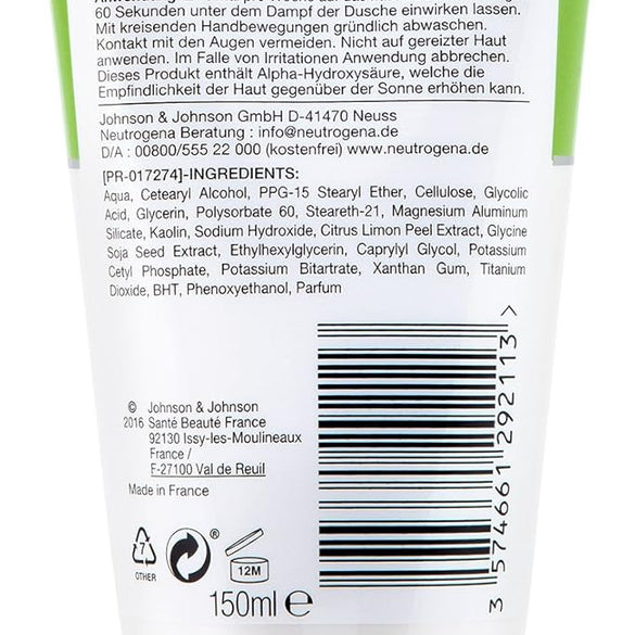 Neutrogena, Facial Wash, Visibly Clear, Pore & Shine, With natural cleanser lime & soothing aloe vera for a long lasting mattifying effect, suitable for oily skin, 200ml