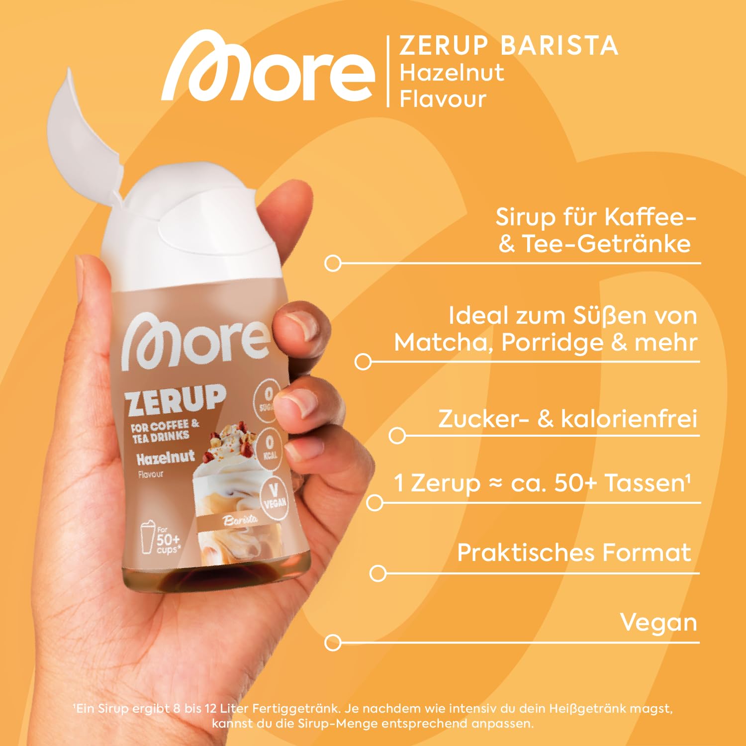 MORE Barista Zerup, Vanilla, 65 ml, für Kaffee, Tee und Heißgetränke, vegan, zero Kalorien - made in Germany