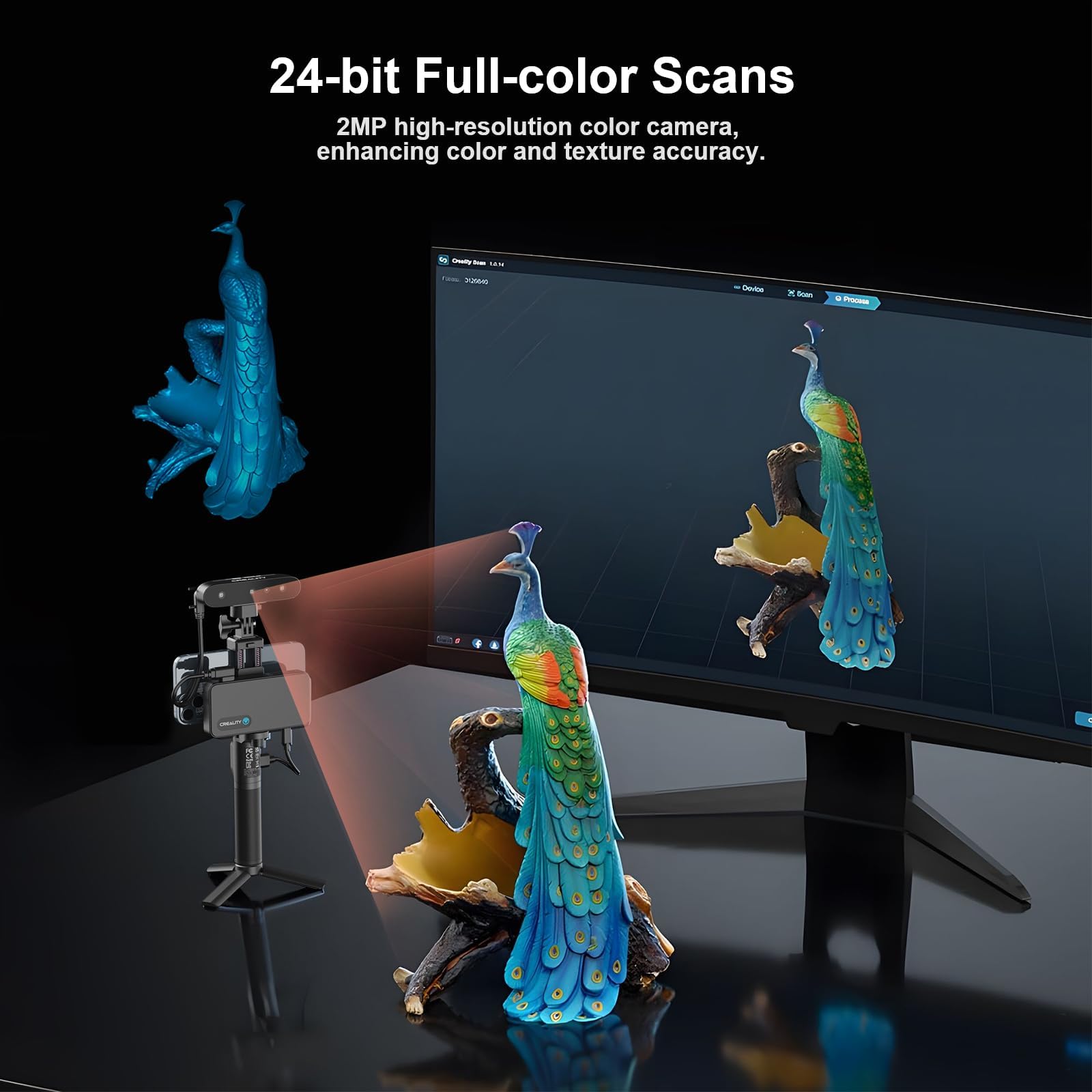 Creality CR-Scan Ferret Pro 3D Scanner for 3D Printing, Upgrade Wireless Handheld Scanner with WiFi 6 Bridge, Anti-Shake Tracking, 30FPS Fast Full Color Scan, 0.1mm Accuracy for iOS/Android & PC