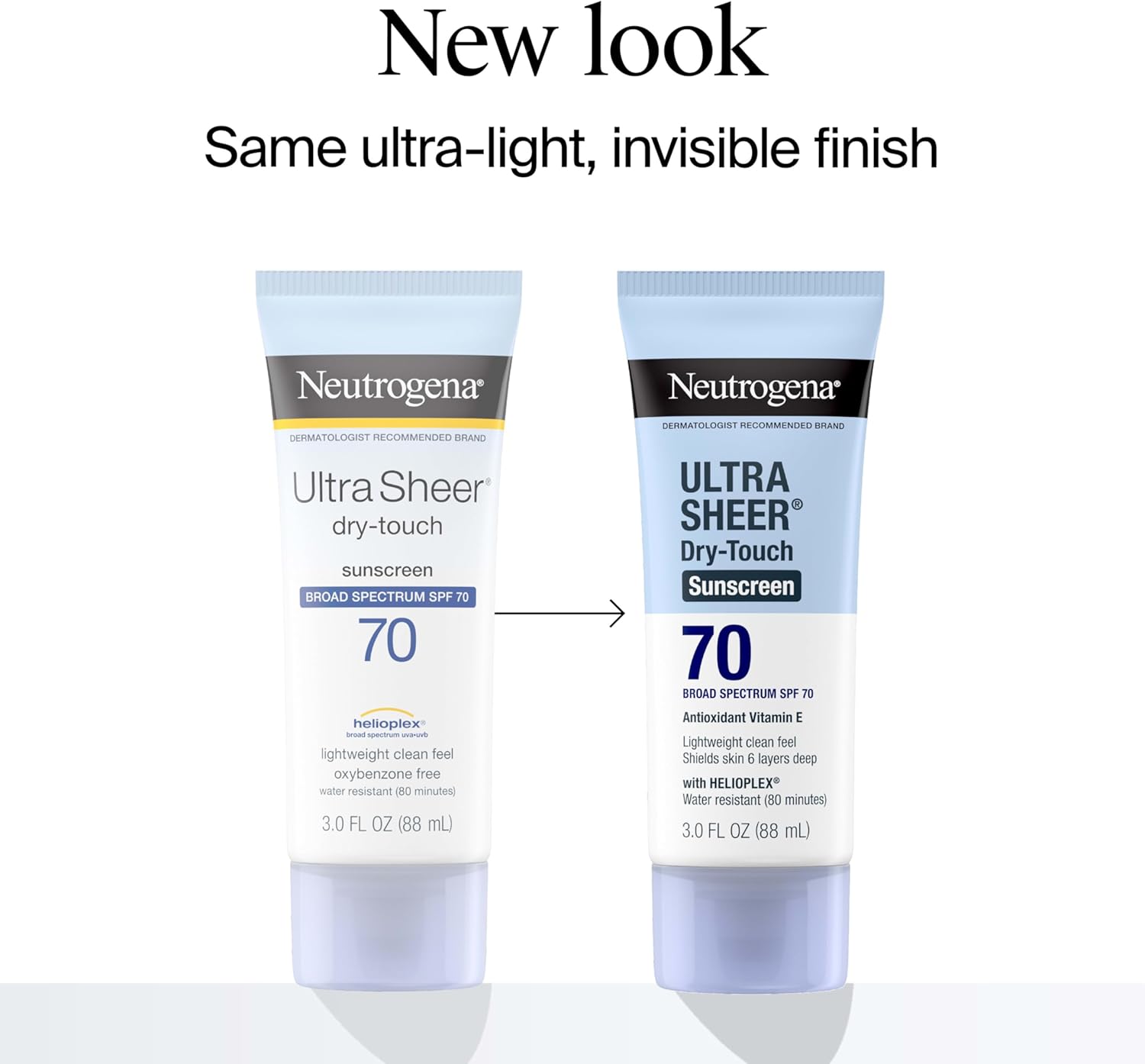 Neutrogena Ultra Sheer Dry-Touch Sunscreen Lotion, Broad Spectrum SPF 55 UVA/UVB Protection, Oxybenzone-Free, Light, Water Resistant, Non-Comedogenic & Non-Greasy, Travel Size, 3 fl. oz