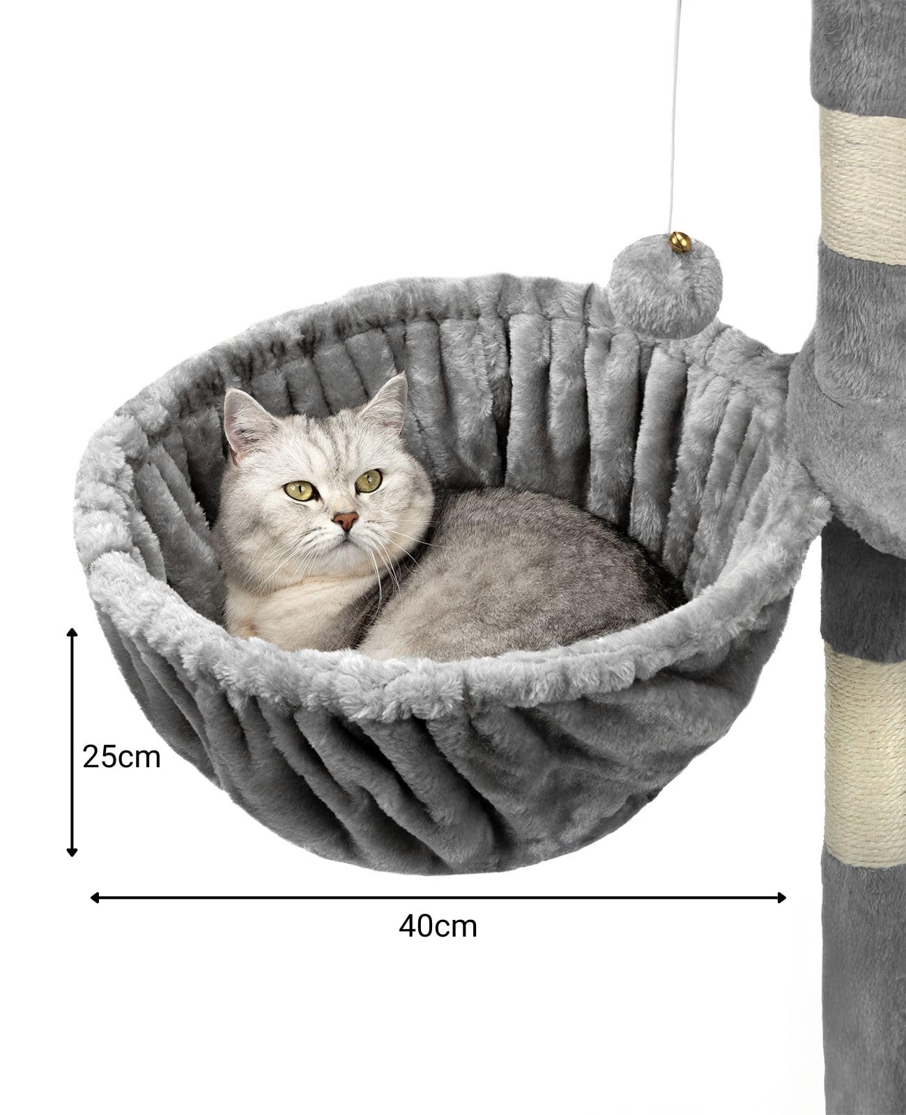 lionto Liegemulde aus weichem Plüsch für Kratzbaum, Ø 40 cm, 25 cm Tiefe, kuschelige Schlafmulde für jeden Katzenbaum mit M8-Gewinde, Stabiler Metallrahmen für kleine und große Katzen, dunkelgrau