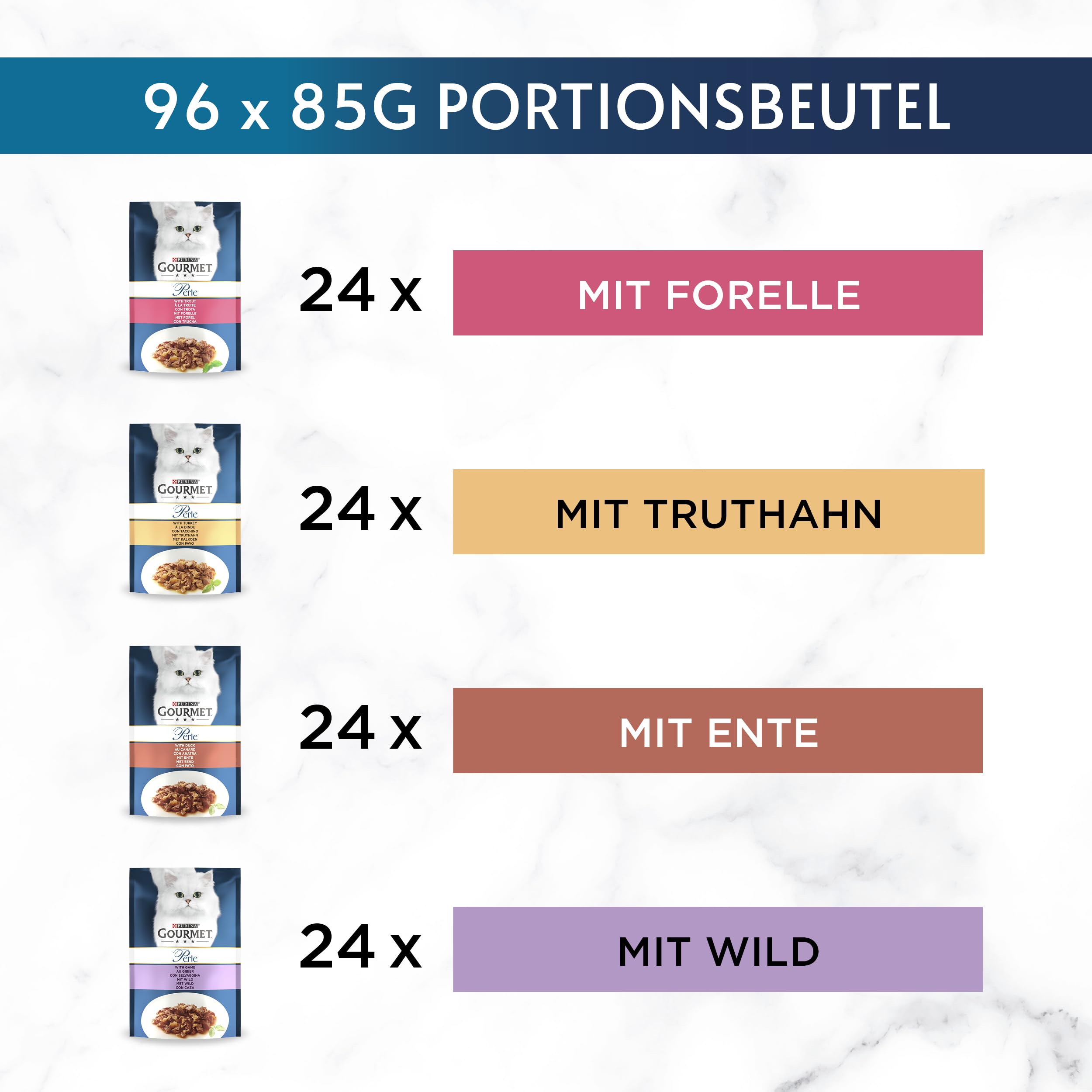 Gourmet Perle Erlesene Streifen Katzenfutter nass, Sorten-Mix, 60er Pack (60 x 85g)